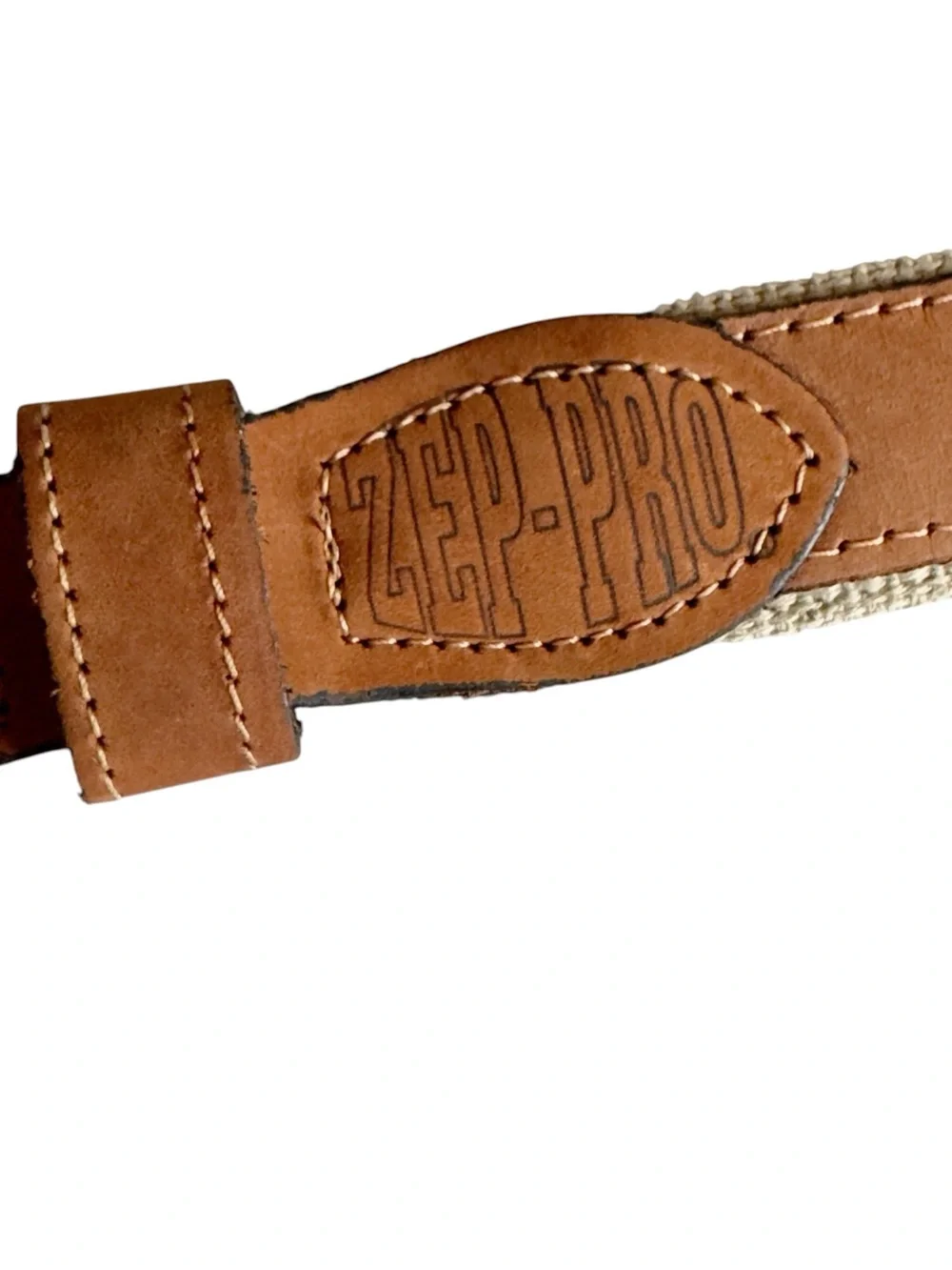 Zep-Pro Dolphin Mahi-Mahi Embroidered Nubuck Tan Leather Men’s 46 Belt USA